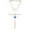 Bohemian Multilayers Long Chain Triangle Resin Bead Pendant Tassel Necklace