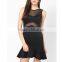 latest modern short dresses celebrity mermaid dress pattern insert mesh panel dress black sleeveless mesh dress