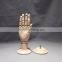 25cm height female right wooden hand beech wood with round wooden base