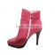 red PU boots with thin heels red boots dress shoes