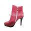 red PU boots with thin heels red boots dress shoes