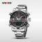 Cool Men Sport Watch WEIDE WH5205 Red Quartz Stainless Steel Watch Water Resistant LCD Digital Display Vogue Wrist Watch