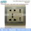 Metal wiredrawing edging plug socket universal wall socket with 2 usb port