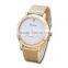 2016 hot selling cheap watches fashion stainless steel knitmesh band gold case watch