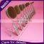 Tooth brush shaped make up Round acrylic 10 holes oval brush stand