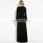 Lady Fashion Black Velvet Long Sleeved Maxi Dress Sexy Plunge Neck Party Dress