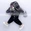Boys sweater suit 2 pcs leisure set clothes with elephant applique