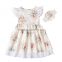 Boutique baby clothing summer new design flower girl dress baby girl fashion dress with headband