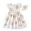 Boutique baby clothing summer new design flower girl dress baby girl fashion dress with headband