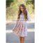 B40989A Fashion print flowers dress women long sleeve crewneck dress