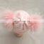 Wholesale Cute Baby Pink Knitted Kids Wool Hats Double Pom Pom Hat