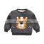 Children's sweater plus velvet thickening boys pure cotton sports printed sweater baby ins animal autumn and winter warm clothes