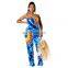 Women Spaghetti Strap Sleeveless Straight Jumpsuit Tie Dye Black Hole Print Streetwear Romper One Piece Playsuit Overalls