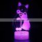 7 Color Changing Touch Switch led night light projector Pet Cat 3D Lamp Optical Illusion Night Light