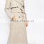 Military style long trench cashmerefitted coat for woman