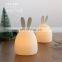 Electronic Gadget rechargeable cute bunny shape silicone led night light for kids baby