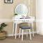 Makeup Dressing Table with Round Mirror with 2 Large Drawers