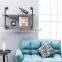Industrial Pipe Metal Hung Bracket Bookshelf Floating Shelves with Wood 2 Timbers
