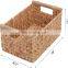 Water hyacinth decorative basket with wood handle and hand-woven storage basket are customizable in three sizes