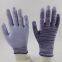 purple and white polyester knitted pu palm coated anti-static safety work gloves