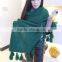 2016 Latest Fashion Women Knitted Winter Scarf With Large Pom Pom Tassel