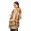 2015 Winter Latest Design Long Style Nature Fox Fur Vest With Trimming