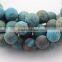 2.0mm Large Hole Hot Selling Round Matte Crazy Blue Lace Aagte Gemstone Loose Beads Approximate 15.5 Inch