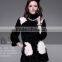 2016 New Fashion Women's Winter Warm 100% Lamb Fur Long Coat Contrast Color