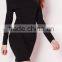 bardot long sleeve rib bodycon dress black