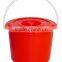 Light weight plastic round water bucket with carry handle