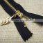 Wholesale Fashion Design 5 # Gold Plated Closed-end Metal Zipper, Clothing Bag Zipper