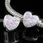 Wholesale White CZ Gemstones Heart Shaped Silver Beads BCZ43B