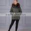 Custom Green Outer Parka with Removable Dyed Fox Belly Fur Lined Wholesale Price