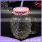 530ml embossed glass drinking jar with cap