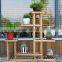 Artificial wooden flower display pot rack for indoor or outdoor