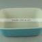 Light blue glazed ceramic rectangle bakeware bake tray/plate