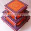Indian Handcrafted Painted Wooden Chowki Set Of 3