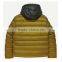 custom men winter faked down padded jacket with contrast hood