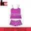 Summer Breathable Kids Pajamas, Cute V Neck Pink Girls Tank Top & Panty