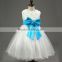 2016 wholesale products girl party wedding dress children wear for girls with ribbons and bowknot decoration