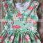 baby girls clothes kids wear summer Flamingo mint coral ruffles print dress cotton mtaching accessories boutique sleeveless