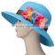 Solid Flower Wide Brim Cloche Fedora Bowler Straw Hat Summer Beach Cap