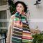 Fashion Design Women Striped Cashmere Scarf with Velvet