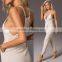 Canyon Plunge Neck Jumpsuit In Beige