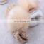 Knitted weaving gilrs mittens with big rabbit fur pom pom