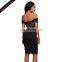 Wholesale Women Black Floral Lace Top Off Shoulder Midi Bodycon Dress