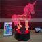3D LED Night Light, 3D Optical Illusion Visual Lamp 7 Colors Touch Table Desk Lamp Unicorn