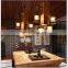 China wholesale rustic hanging pendant lamp iron and wood ceiling lamp