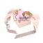 Hearted shaped logo printed engagement ribbon closure folded storage box handmade paper board wedding gift box