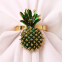 Green And Gold Colored Pineapple Metal Napkin Ring With Diamond Wholesale